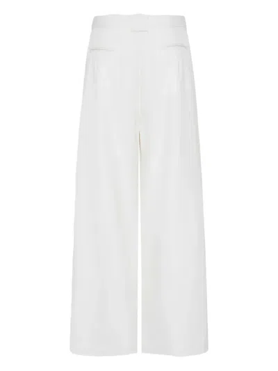 St Agni Pleated Wide-leg Trousers In White