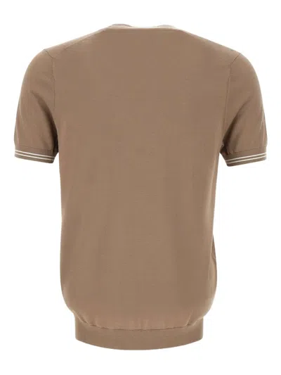 Diktat Crew-neck Ribbed-hem T-shirt In Brown