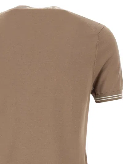 Diktat Crew-neck Ribbed-hem T-shirt In Brown