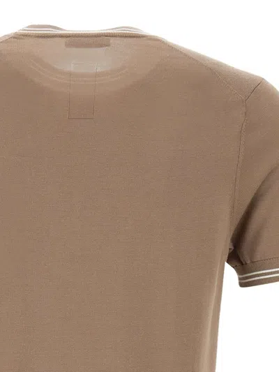 Diktat Crew-neck Ribbed-hem T-shirt In Brown