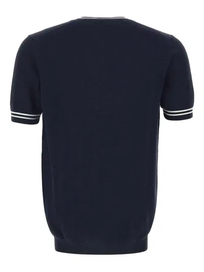 Diktat Ribbed-trim Short-sleeve T-shirt In Blue