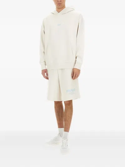 Hugo Boss Hooded Sweater Featuring Kangaroo Pocket In White