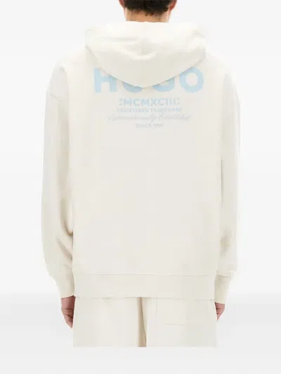 Hugo Boss Hooded Sweater Featuring Kangaroo Pocket In White