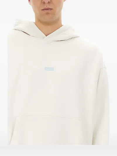 Hugo Boss Hooded Sweater Featuring Kangaroo Pocket In White
