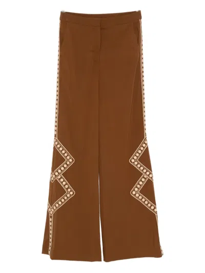 Ba&sh Taos Embroidered Trousers In Brown