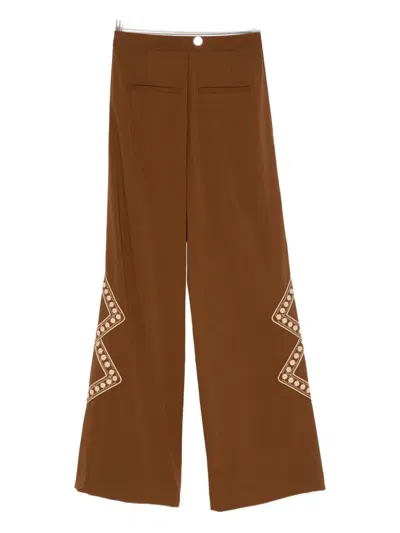 Ba&sh Taos Embroidered Trousers In Brown