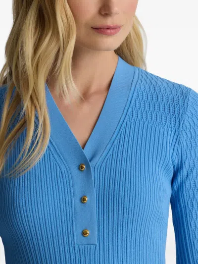 St John Ribbed Knitted T-shirt In Blue