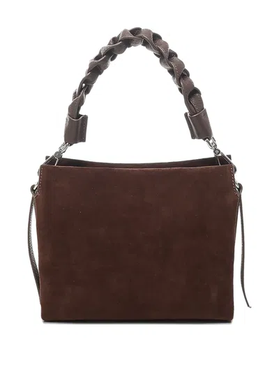 Coccinelle Braided-handle Suede Shoulder Bag In Brown