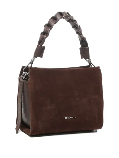 Coccinelle Braided-handle Suede Shoulder Bag In Brown