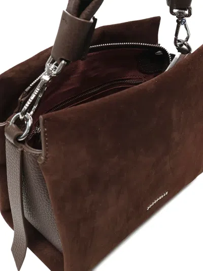 Coccinelle Braided-handle Suede Shoulder Bag In Brown
