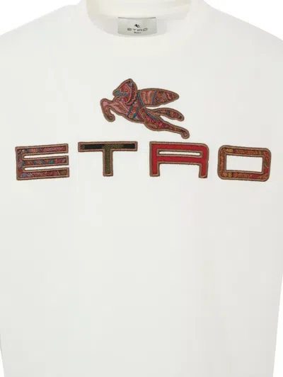 Etro Paisley-embellished Logo T-shirt In White