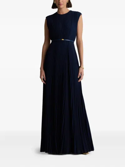 St John St. John Collection Emery Pleated Lightweight Crepe Gown In Black