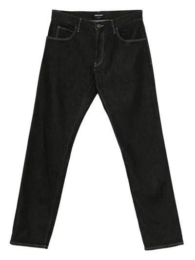 Giorgio Armani Contrast-stitching Jeans In Black