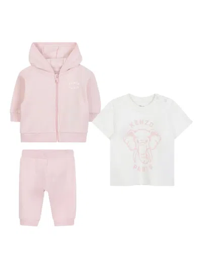 Kenzo Hooded Tracksuit (set Of Three) In Pink