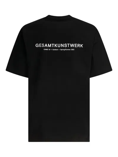 Goldwin Oamc Logo-print Cotton T-shirt In Black