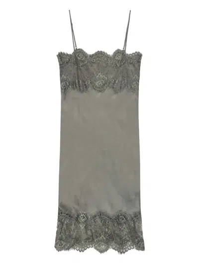 Herskind Linus Lace-trimmed Slip Mini Dress In Gray
