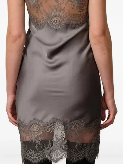 Herskind Linus Lace-trimmed Slip Mini Dress In Gray
