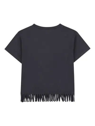 Billieblush Fringed Graphic T-shirt In Black