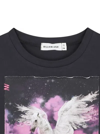Billieblush Fringed Graphic T-shirt In Black
