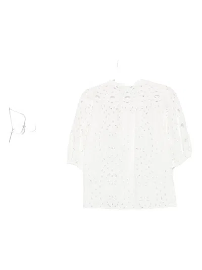 Ba&sh Beatrice Eyelet-embroidered Puff-sleeve Top In White