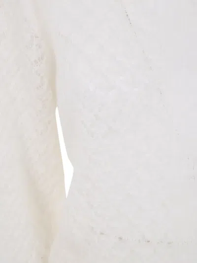 Twinset Ruffled-cuff Open-knit Sweater In White