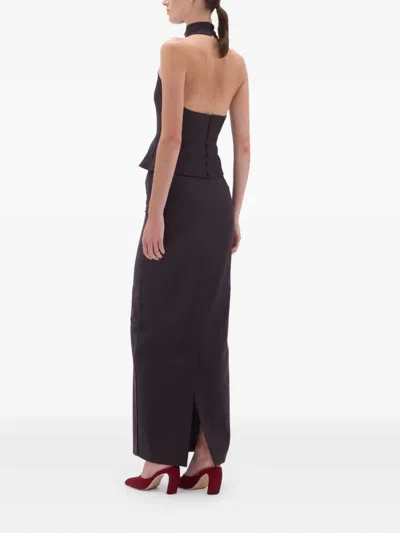 Remain Birger Christensen Halter Neck Button Top In Black