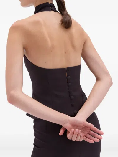 Remain Birger Christensen Halter Neck Button Top In Black