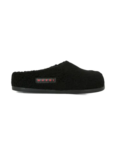 Marni Logo-patch Mules In Black