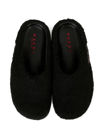 Marni Logo-patch Mules In Black