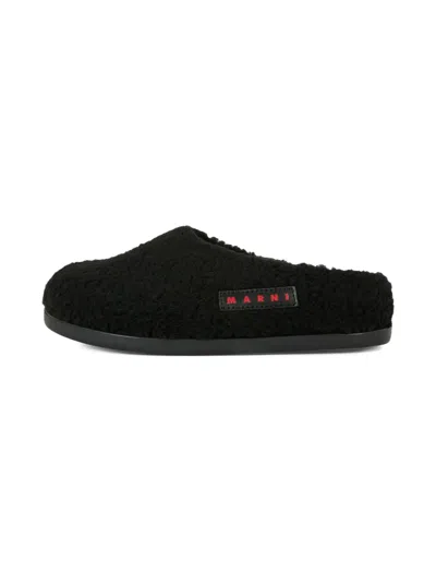 Marni Logo-patch Mules In Black