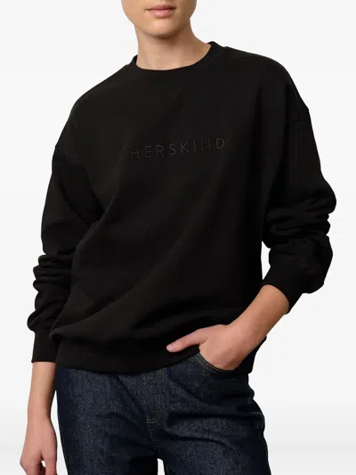 Herskind Lizette Embroidered-logo Sweatshirt In Black