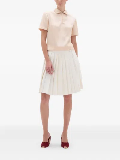 Remain Birger Christensen Zip-front Textured Polo Top In Neutral