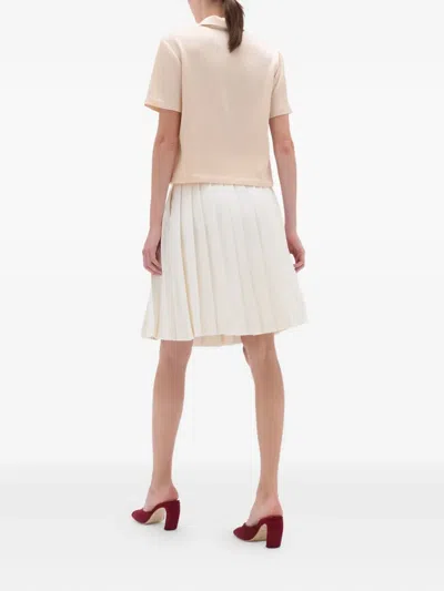 Remain Birger Christensen Zip-front Textured Polo Top In Neutral