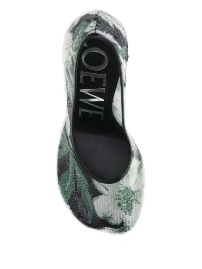 Loewe Decollete Toy With Sequins And Floral Pattern In Green
