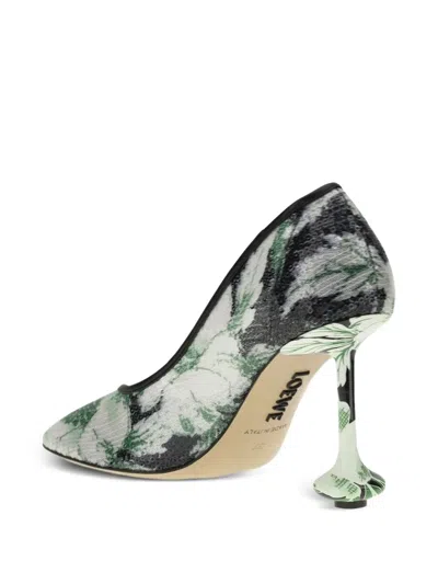 Loewe Decollete Toy With Sequins And Floral Pattern In Green