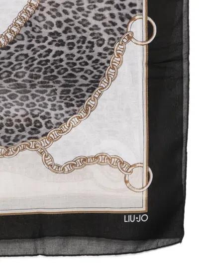 Liu •jo Chain-print Leopard Scarf In White