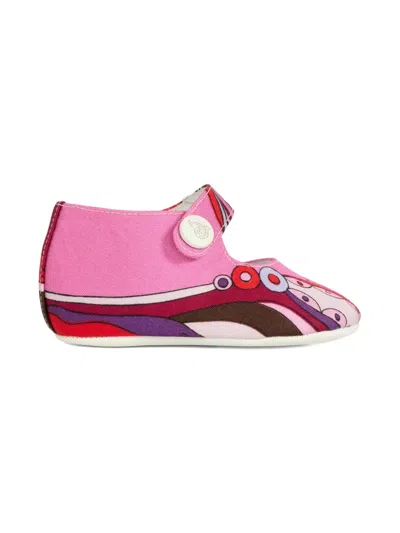 Pucci Junior Abstract-print Mary Jane Ballet Flats In Pink