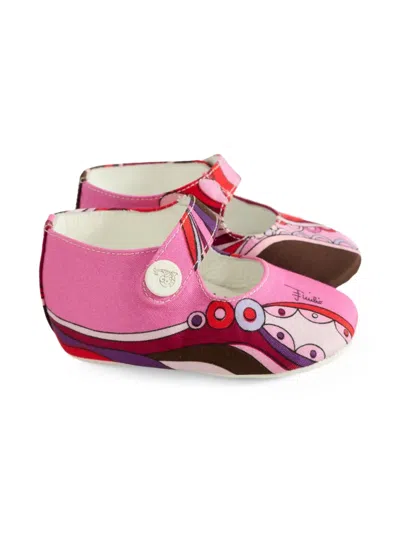 Pucci Junior Abstract-print Mary Jane Ballet Flats In Pink