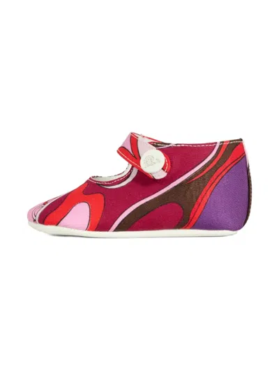 Pucci Junior Abstract-print Mary Jane Ballet Flats In Pink