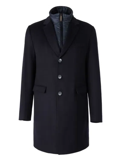 Herno Detachable-lining Buttoned Coat In Blue