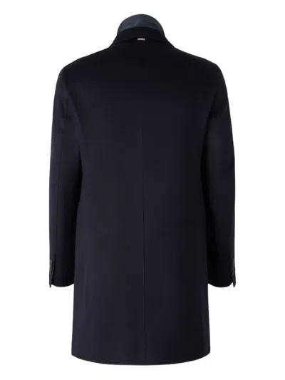 Herno Detachable-lining Buttoned Coat In Blue