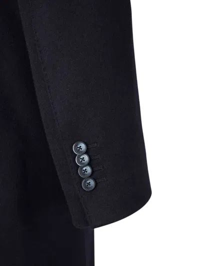 Herno Detachable-lining Buttoned Coat In Blue
