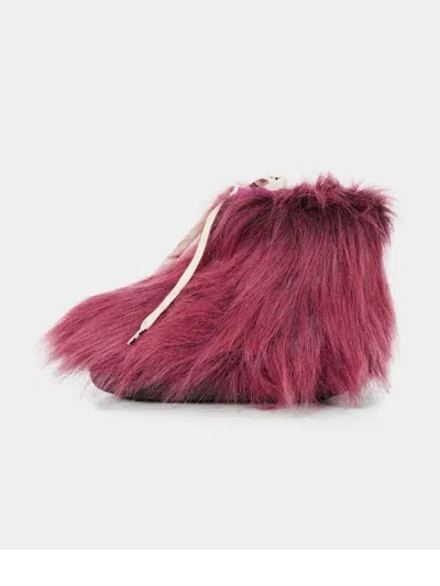 Marni Faux-fur Lace-up Boots In Burgundy