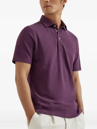 Brunello Cucinelli Cotton Polo Shirt In Purple