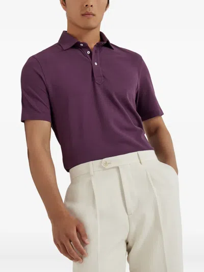Brunello Cucinelli Cotton Polo Shirt In Purple