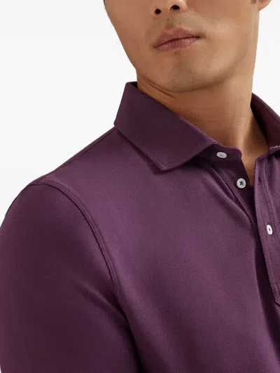 Brunello Cucinelli Cotton Polo Shirt In Purple
