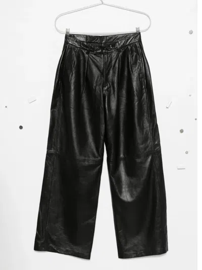 R13 Pleated Leather Trousers In Green