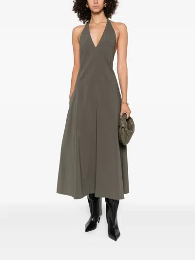 St Agni Halterneck Sleeveless Maxi Dress In Neutral