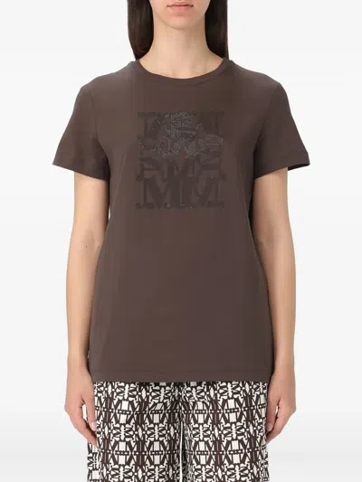 Max Mara Crystal-embellished T-shirt In Black