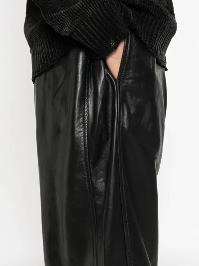 R13 Pleated Leather Trousers In Green